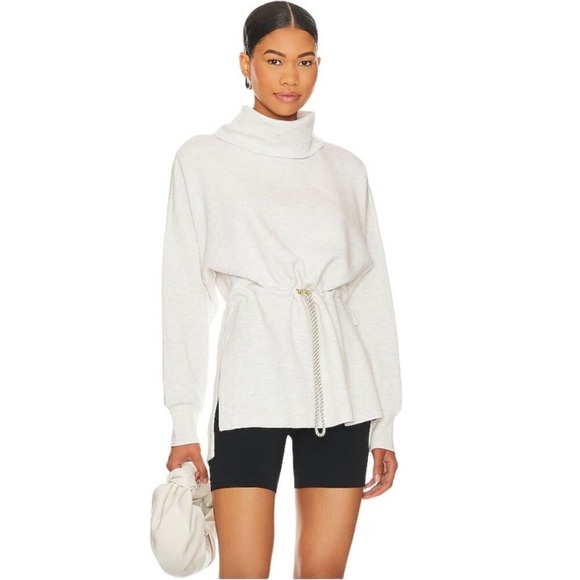 NWOT VARLEY Freya Sweat Sweatshirt Cowl Neck. Size: Small Color: Ivory Marl - Picture 1 of 7